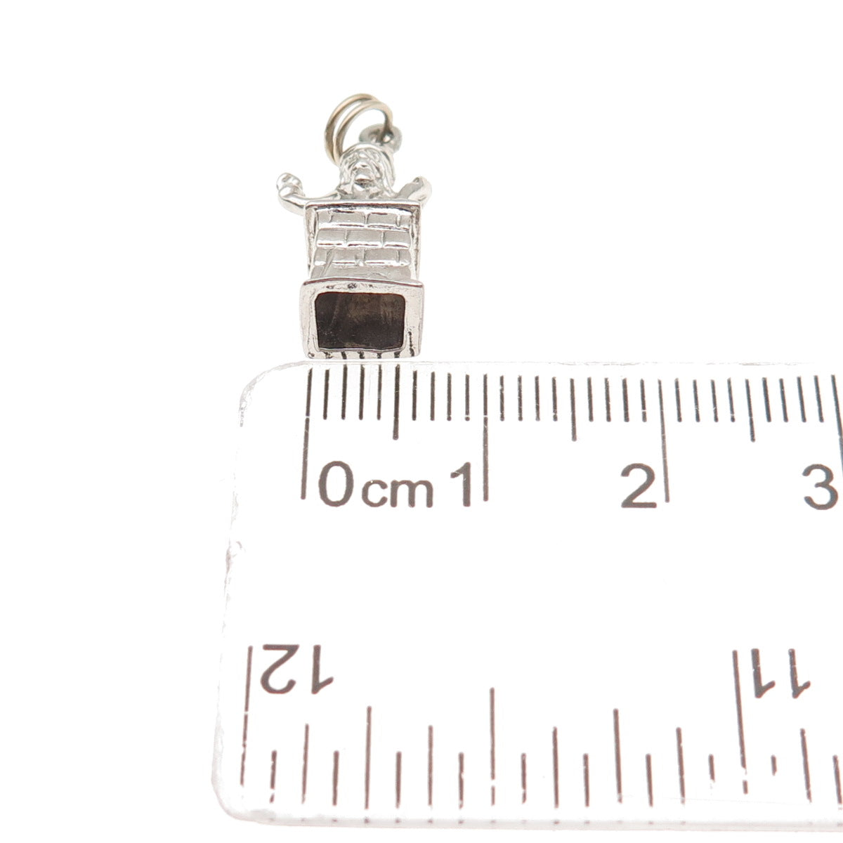 925 Sterling Silver Vintage Santa Claus in Chimney 3D Mini Charm Pendant