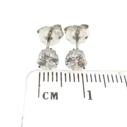 925 Sterling Silver Flower-Cut Star Shaped White C Z Stud Earrings