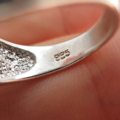 925 Sterling Silver Real Black Spinel & C Z Twisted Infinity Ring Size 6.25