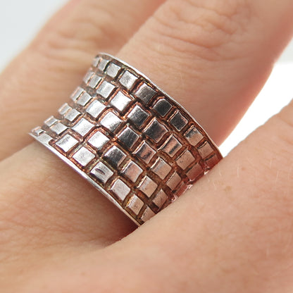 BOMA 925 Sterling Silver Vintage Geometric Oxidized Cigar Band Ring Size 7