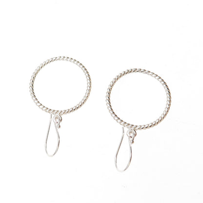 925 Sterling Silver Twisted Circle Dangle Earrings
