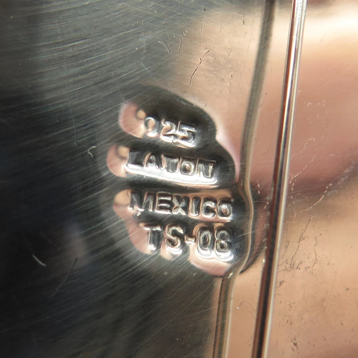 925 Sterling Silver Vintage Mexico Ribbed Pin Brooch