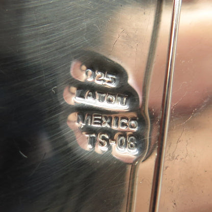 925 Sterling Silver Vintage Mexico Ribbed Pin Brooch