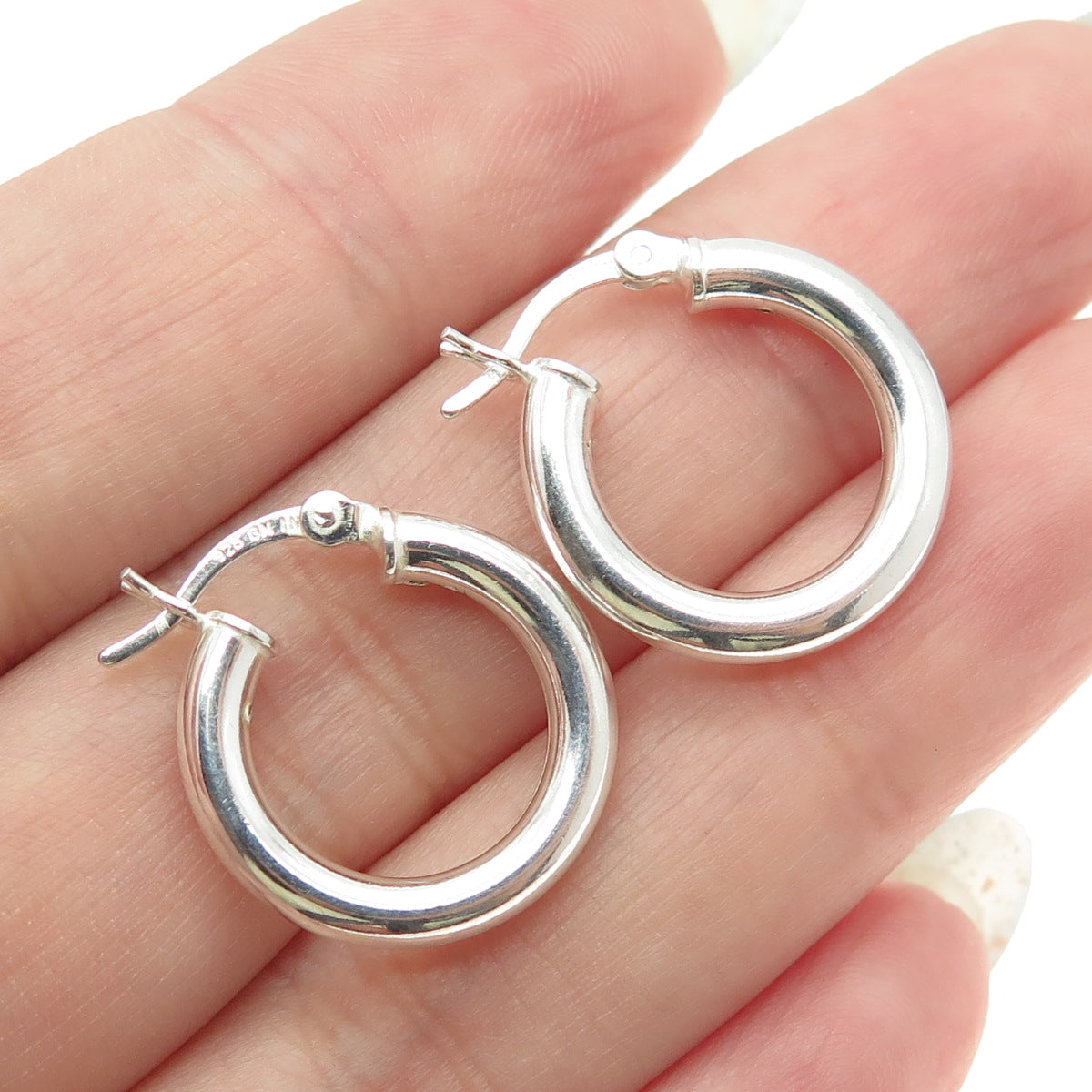 925 Sterling Silver Tube Hoop Earrings