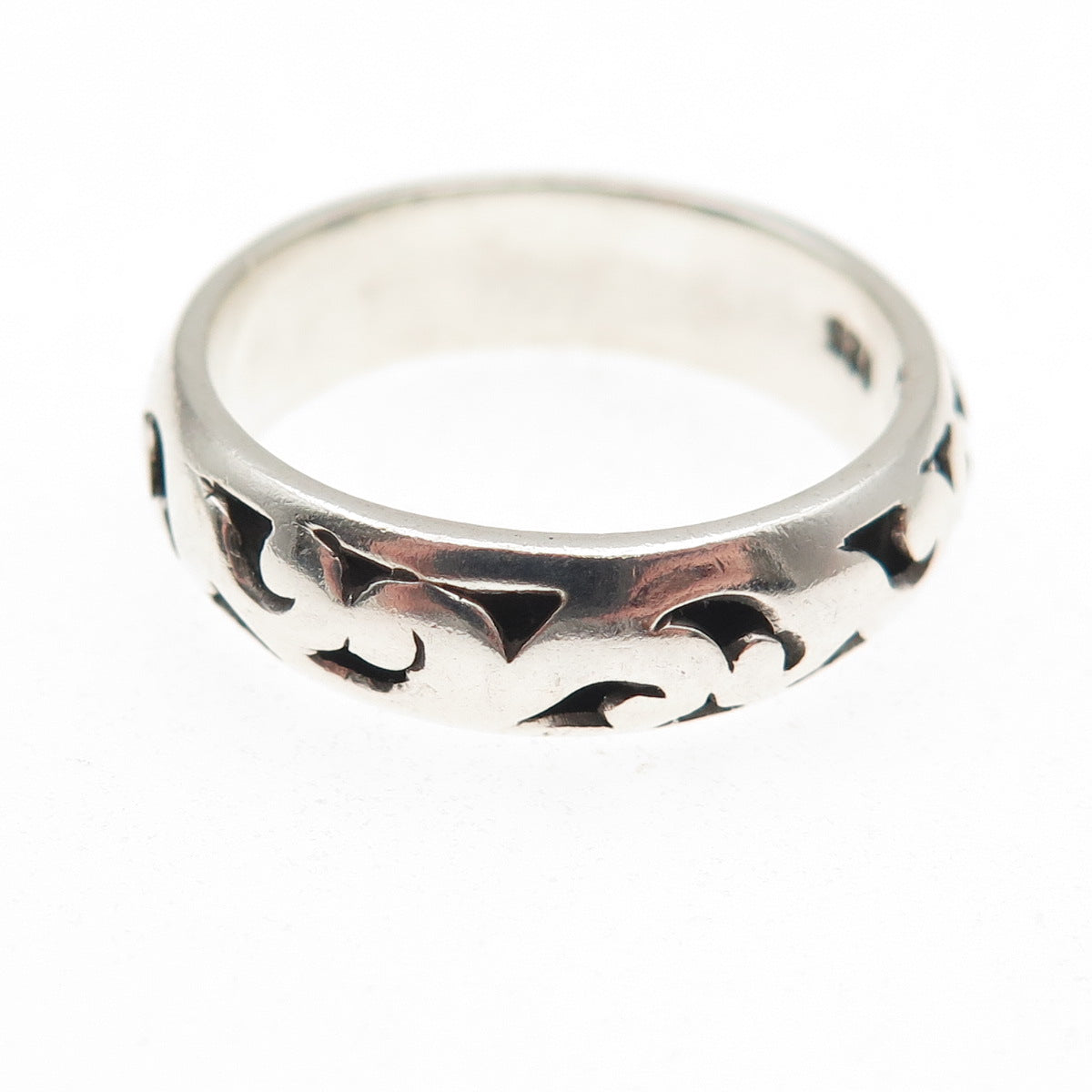 Lois Hill Sterling Silver Vintage Signature Scroll Oxidized Band Ring Size 9.25