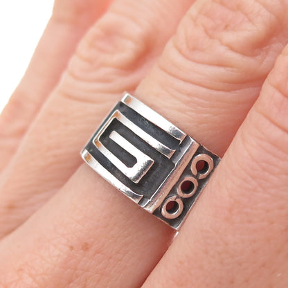 925 Sterling Silver Vintage Mexico Spiral Oxidized Band Ring Size 7.25