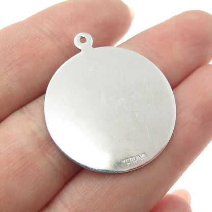 925 Sterling Silver Vintage Leo Zodiac Sign Round Pendant