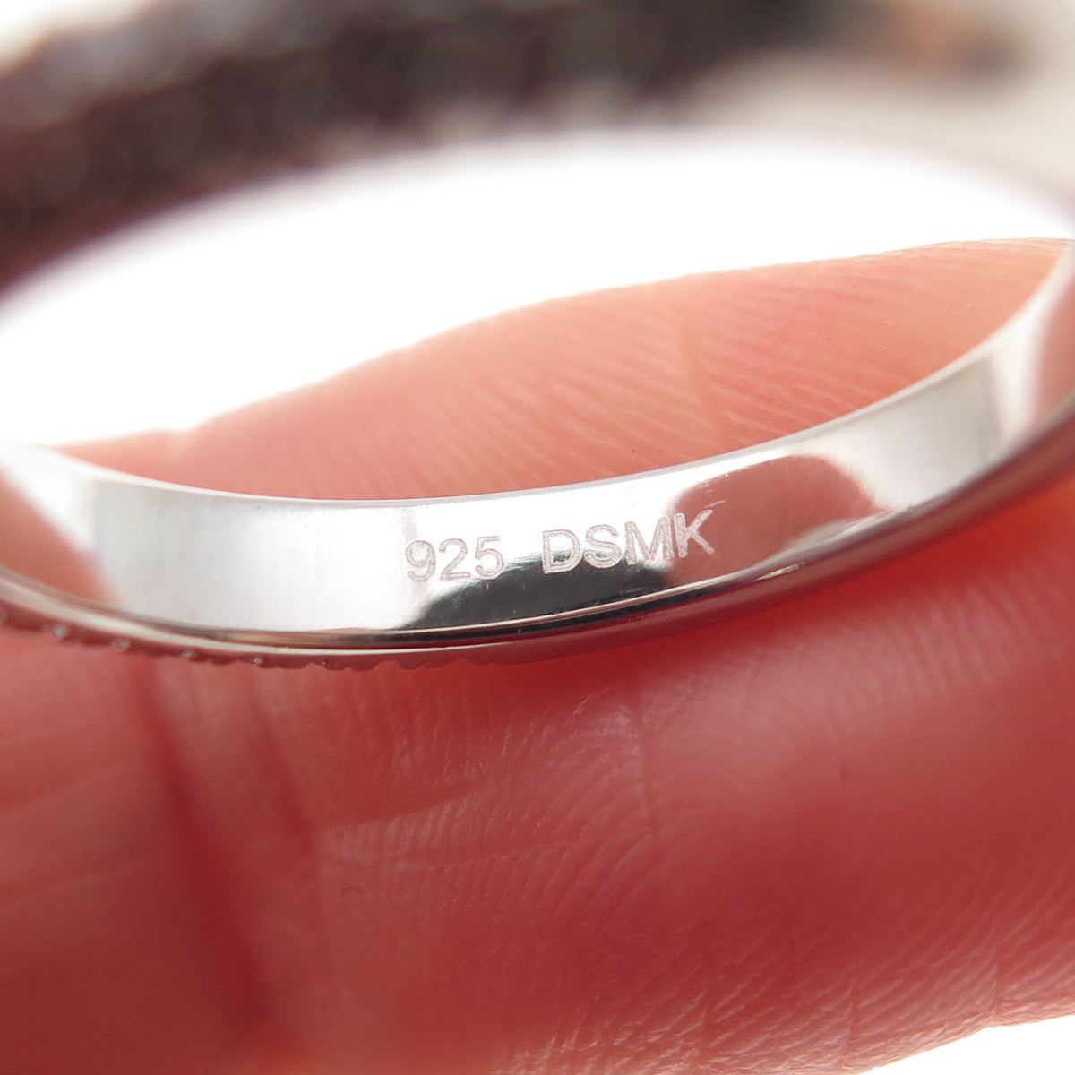 DSMK 925 Sterling Silver White Oval & Pink Round-Cut C Z Engagement Ring Size 7