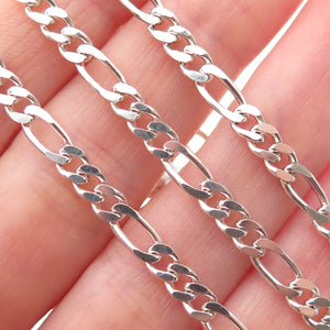 925 Sterling Silver Vintage Italy Figaro Chain Necklace 20"