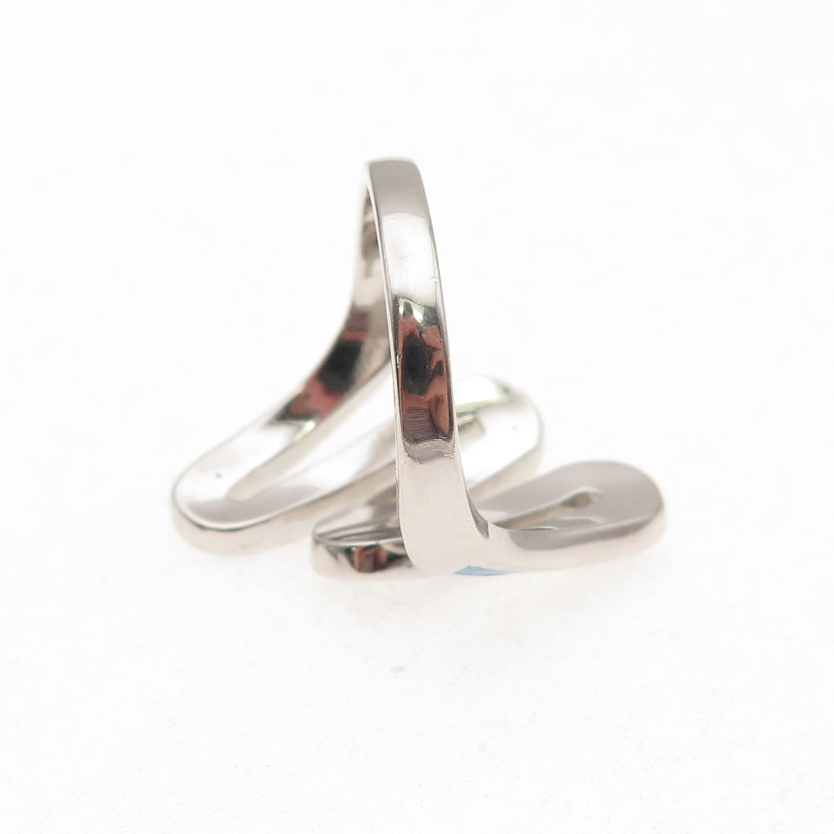 925 Sterling Silver Real Opal Modernist Zig Zag Ring Size 9