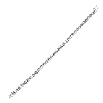 ROSS SIMONS 925 Sterling Silver Real Diamond Accent "XO" Link Bracelet 7.25"
