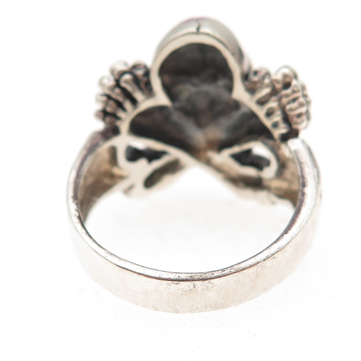 925 Sterling Silver Vintage Misfits Skeleton Skull Biker Ring Size 11.25