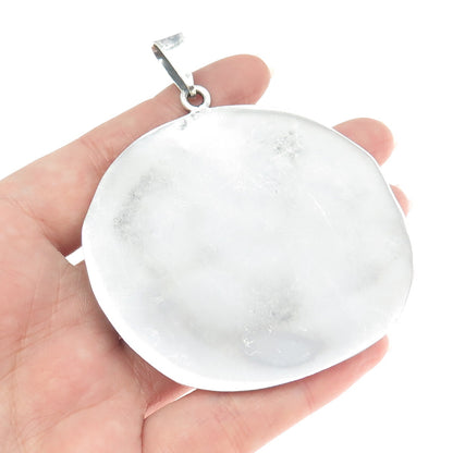 925 Sterling Silver Vintage Mexico Sand Dollar Textured Large Pendant