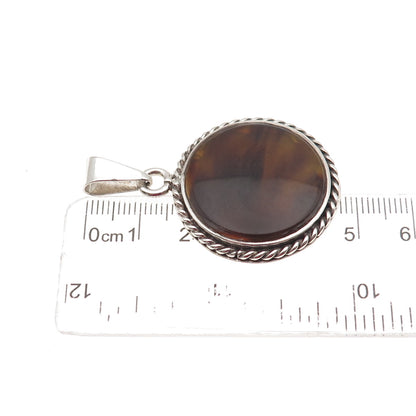 925 Sterling Silver Vintage Mexico Modernist Oxidized Charm Pendant