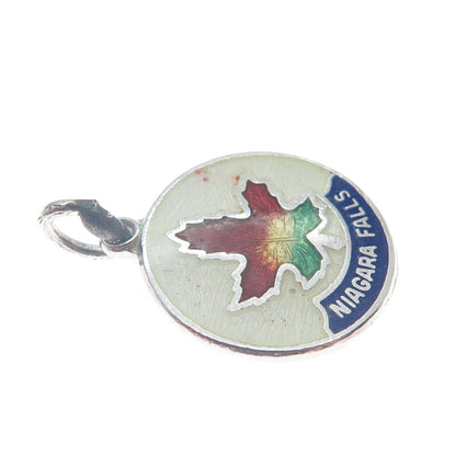 BREADNER CO. 925 Sterling Silver Vintage Enamel Niagara Falls Minimalist Pendant