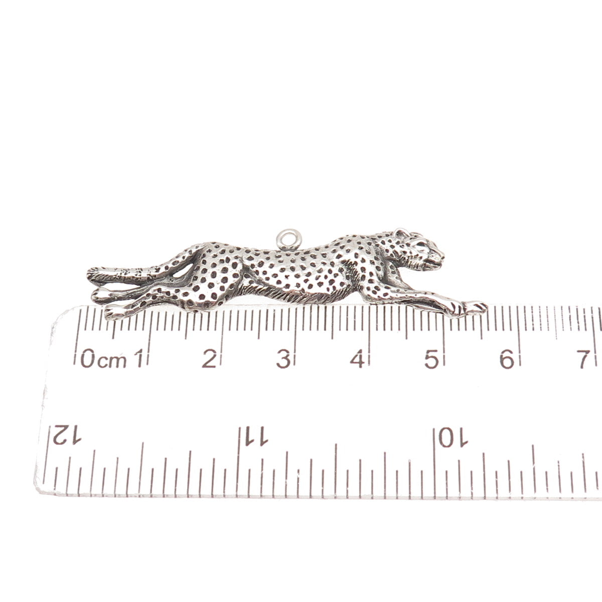 Rebecca Ward 925 Sterling Silver Vintage Running Cheetah Oxidized Charm Pendant