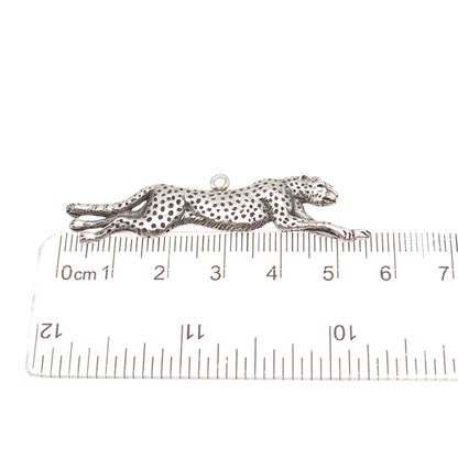 Rebecca Ward 925 Sterling Silver Vintage Running Cheetah Oxidized Charm Pendant