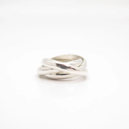 925 Sterling Silver Vintage Mexico Triple Interlocked Ring Size 7 1/4