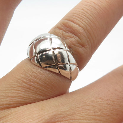 925 Sterling Silver Vintage Cage / Striped Ring Size 6.25