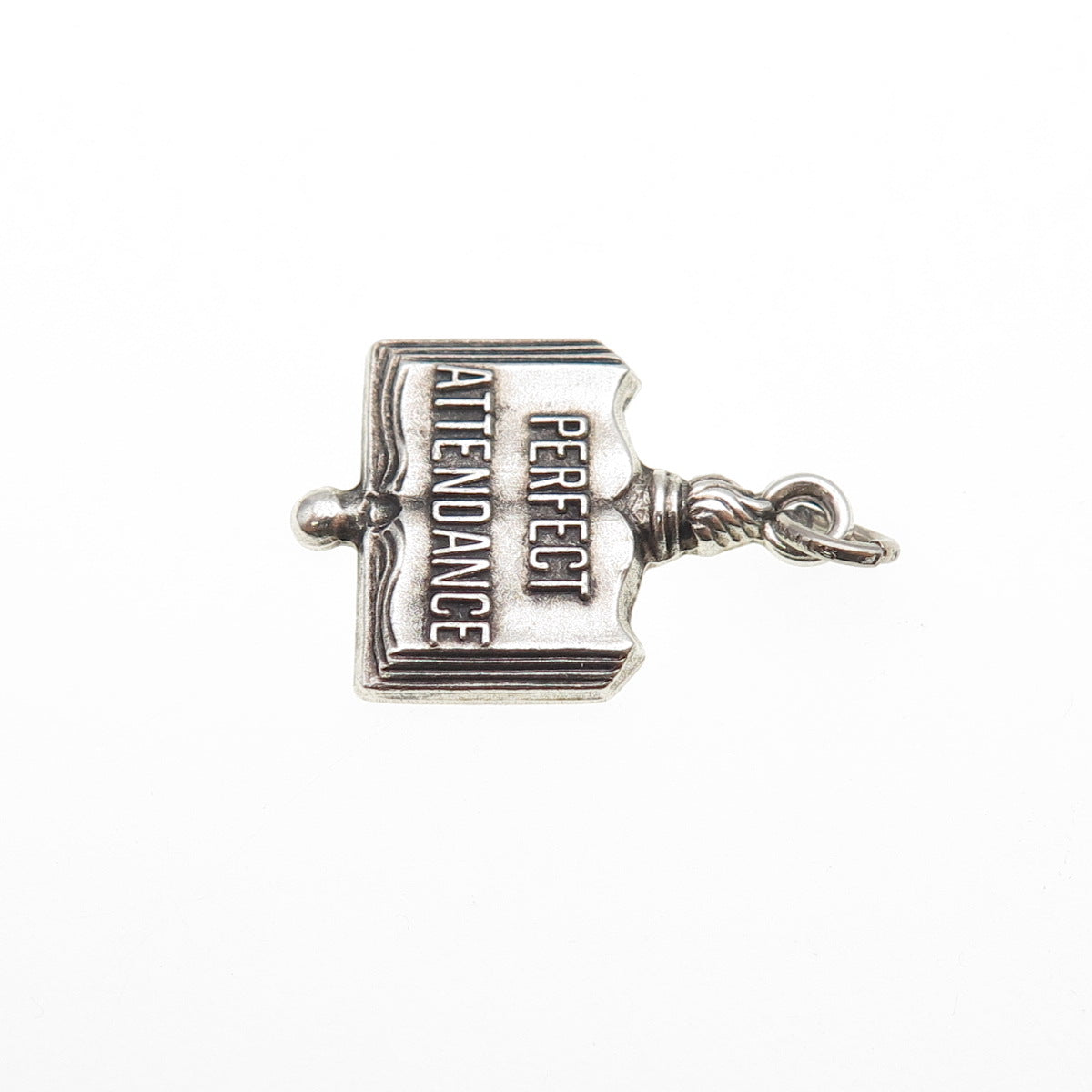 GREEN KC 925 Sterling Silver Vintage Perfect Attendance Oxidized Charm Pendant