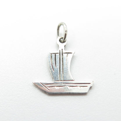 925 Sterling Silver Vintage Sail Boat 3D Charm Pendant