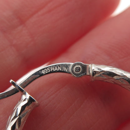 HAN 925 Sterling Silver Vintage Diamond-Cut Hoop Earrings