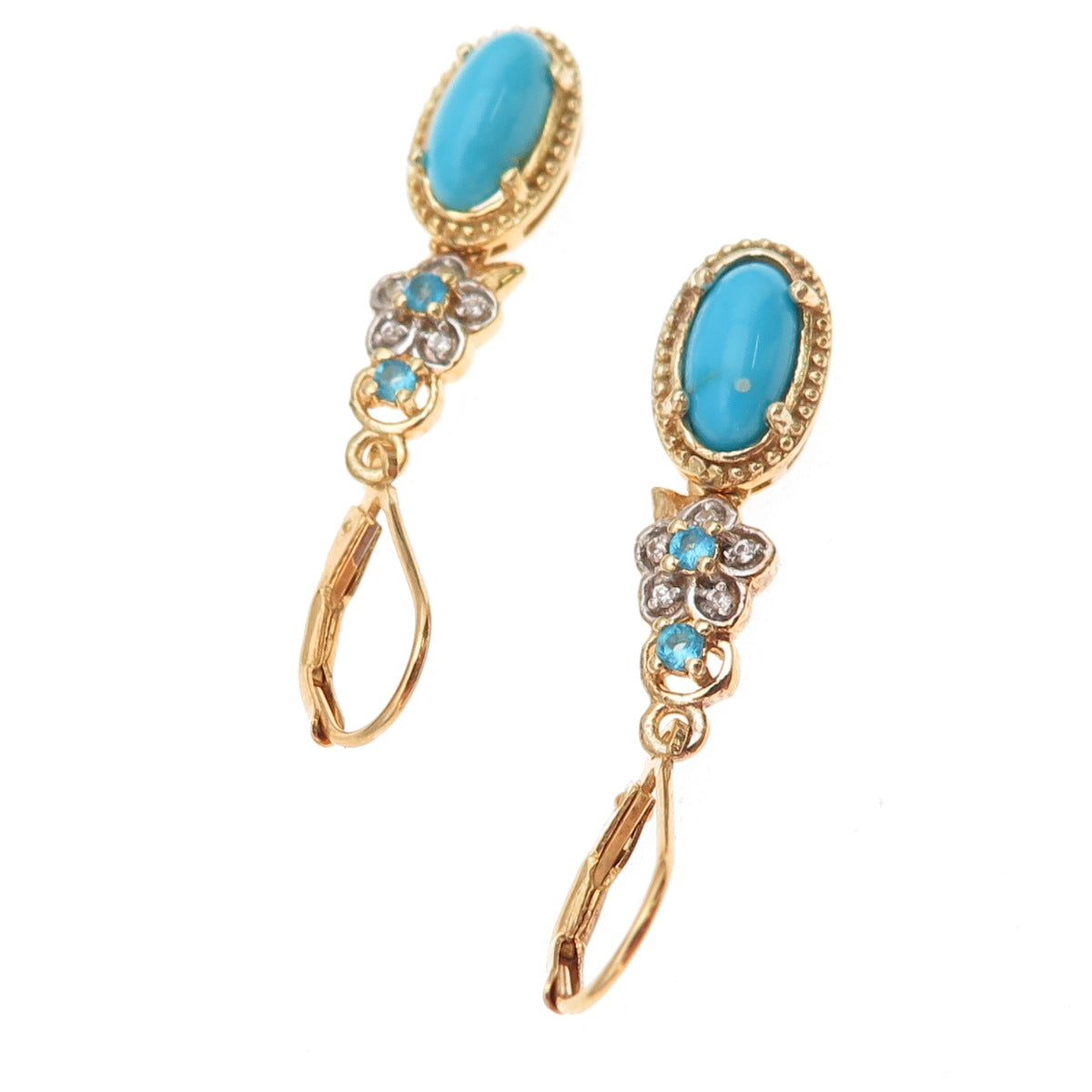 Chuck Clemency 925 Sterling Gold Plated Real Turquoise Apatite & Topaz Earrings