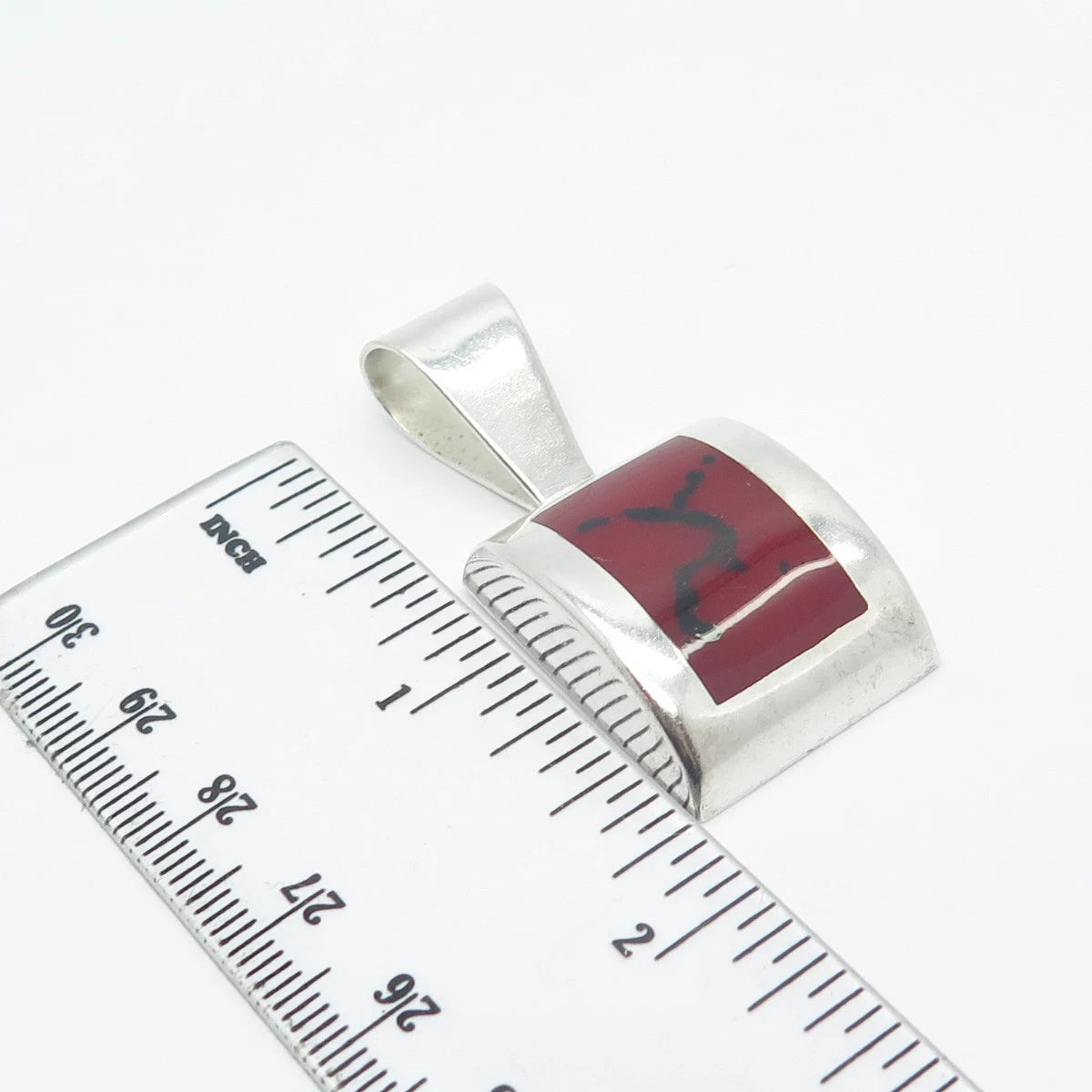 925 Sterling Silver Vintage Real Jasper Gemstone Pendant