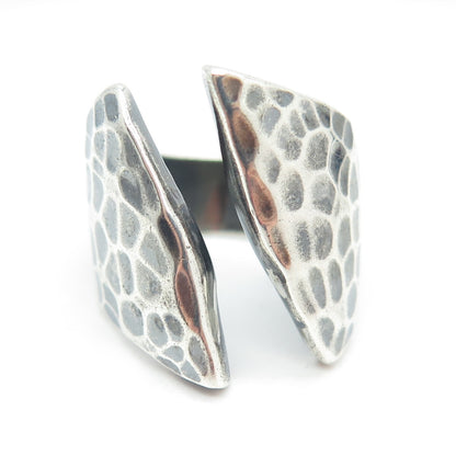 925 Sterling Silver Vintage HOB Mexico Hammered Adjustable Ring Size 7