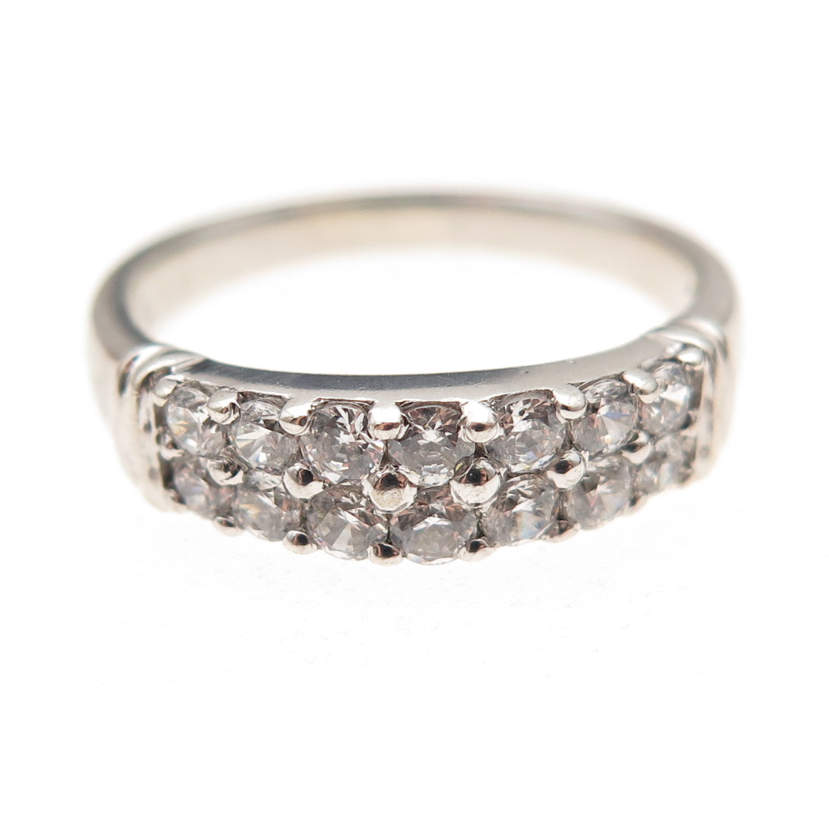 925 Sterling Silver Round-Cut C Z Ring Size 7