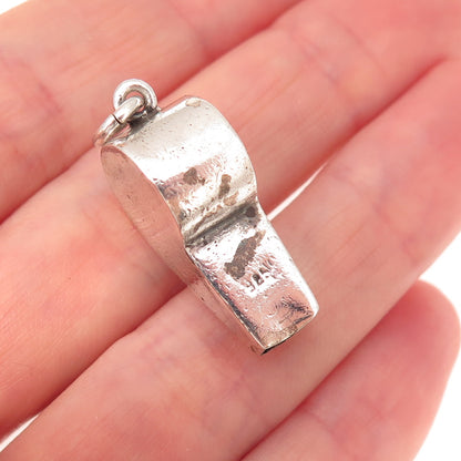 925 Sterling Silver Vintage Whistle 3D Charm Pendant