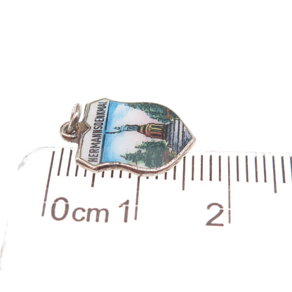 Fritz Reu & Co. 800 Silver Vintage Enamel Hermannsdenkmal Mini Charm Pendant