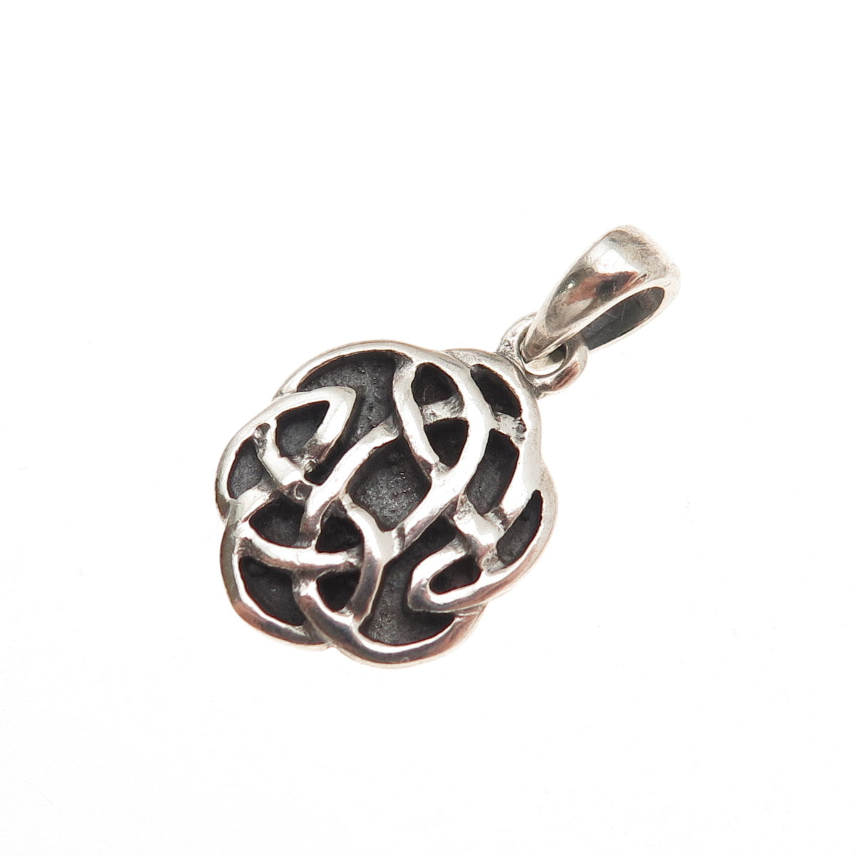 925 Sterling Silver Vintage Celtic Knot Oxidized Mini Charm Pendant