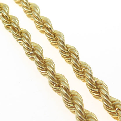 925 Sterling Silver Gold Pated Twisted Rope Chain Necklace 16"