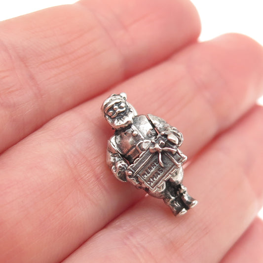 Terranova 925 Sterling Antique Santa Merry Christmas Movable Mini 3D Pendant