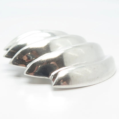 925 Sterling Silver Vintage Mexico Ribbed Modernist Pin Brooch / Pendant