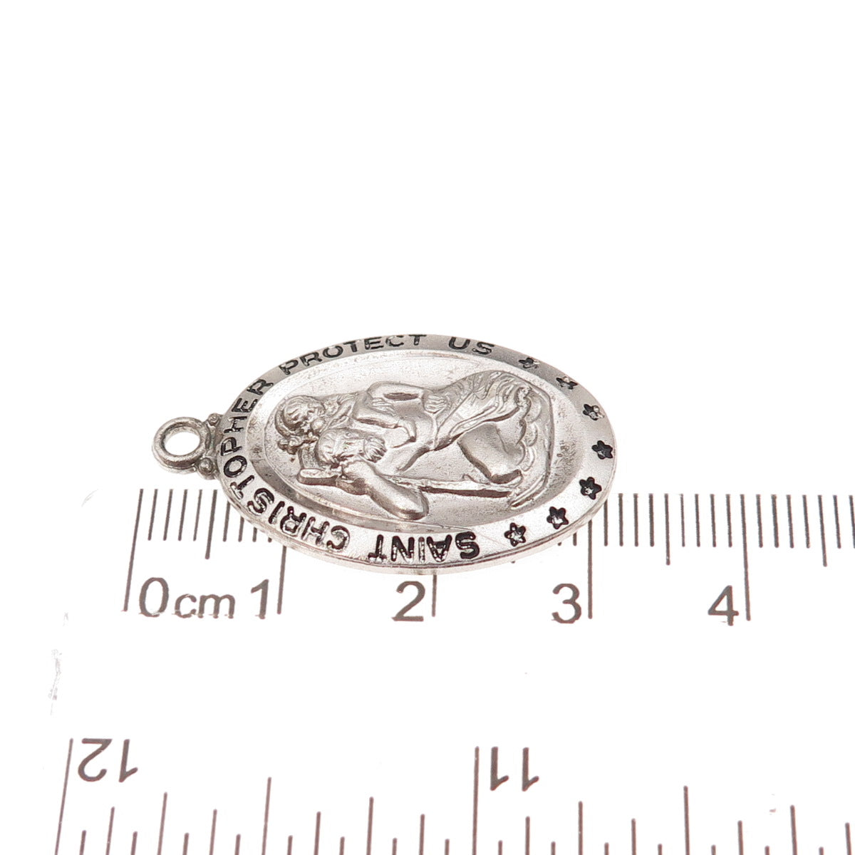925 Sterling Silver Vintage St. Christopher Religious Medal Charm Pendant