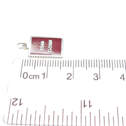 925 Sterling Silver Red Enamel Come Closer Minimalist Charm Pendant
