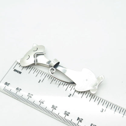925 Sterling Silver Vintage Orb Silversmith Cat Modernist Pin Brooch