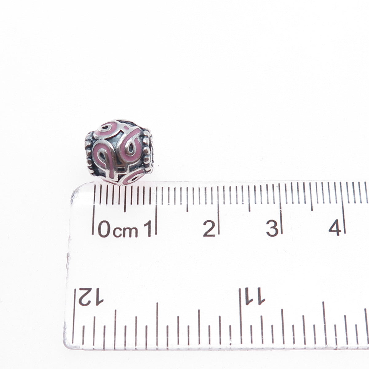PANDORA 925 Sterling Enamel Pink Ribbon Breast Cancer Awareness Slide Bead Charm
