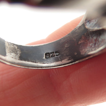 925 Sterling Silver Vintage Modernist Dome Oxidized Ring Size 6.75