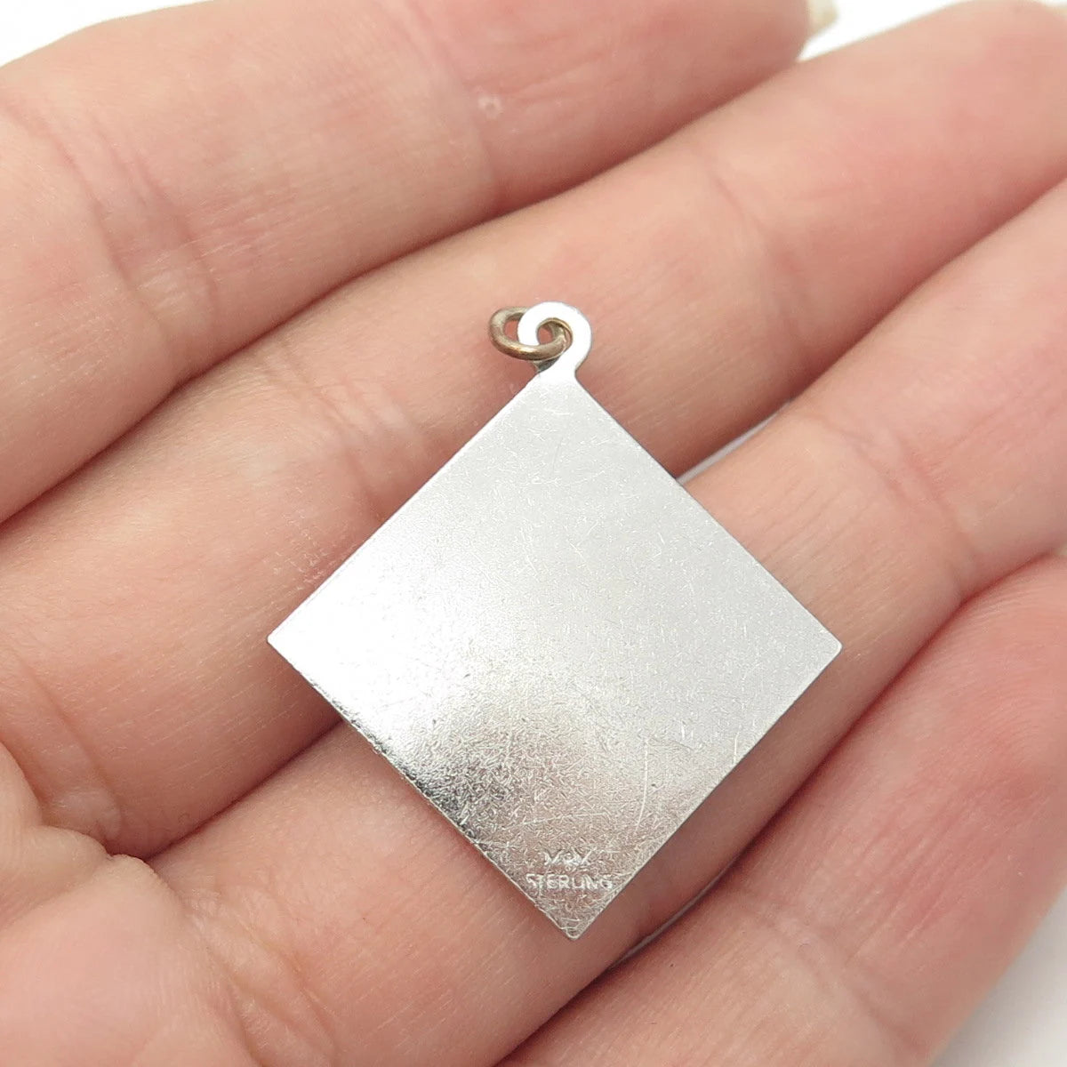 925 Sterling Silver Vintage C Z "Merry Christmas" Charm Pendant
