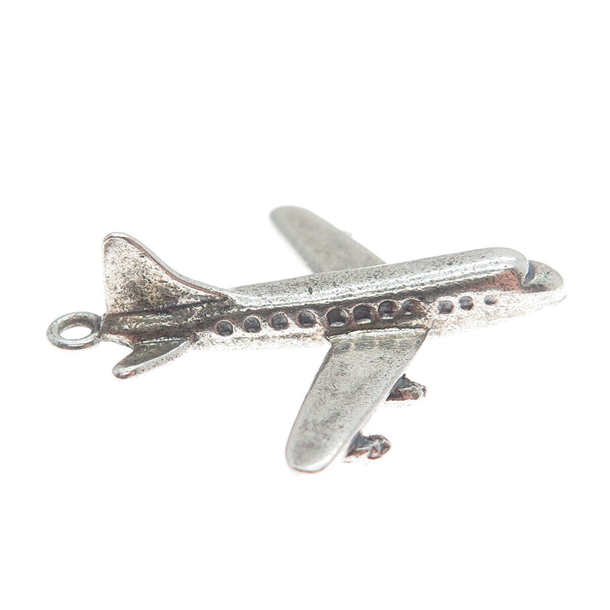 DANECRAFT 925 Sterling Silver Antique Retro Airplane 3D Charm Pendant