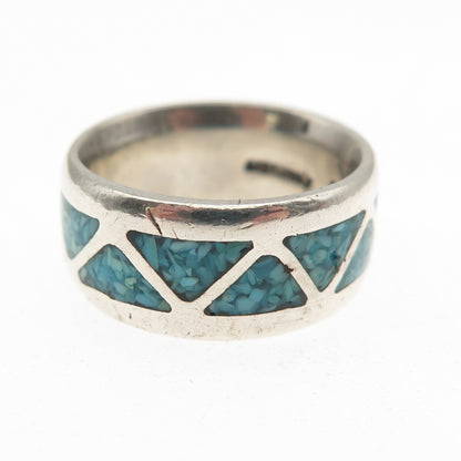 Della & Francis James Navajo Old Pawn Sterling Turquoise Inlay Band Ring Size 5