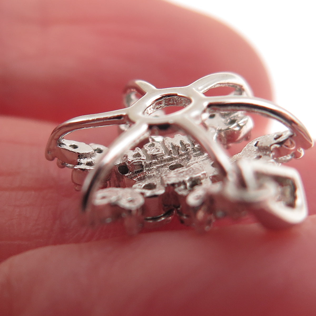 Jane Seymour 925 Sterling Real Round-Cut Diamond Snowflake Mini Charm Pendant