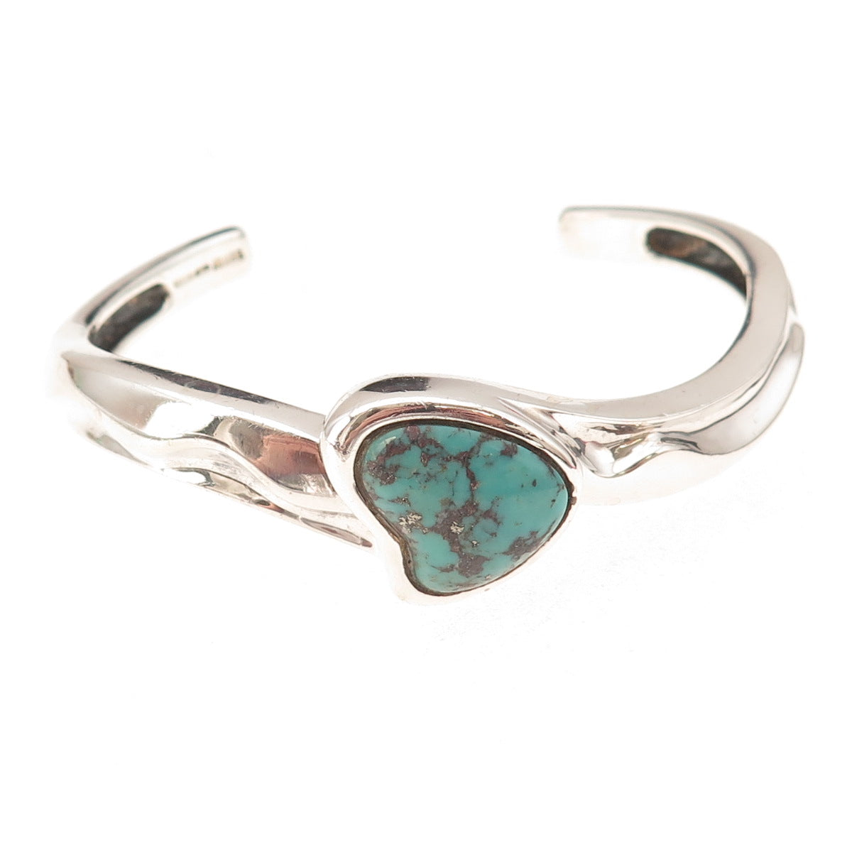 Michelle Albala Sterling Silver Vintage Real Turquoise Adjustable Bracelet 7"