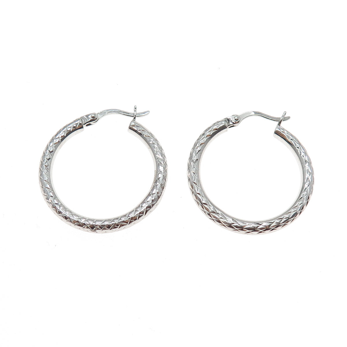 925 Sterling Silver Mesh Pattern Hoop Earrings
