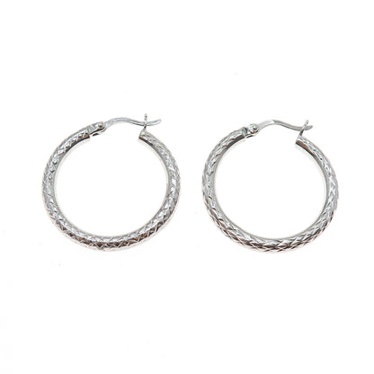 925 Sterling Silver Mesh Pattern Hoop Earrings
