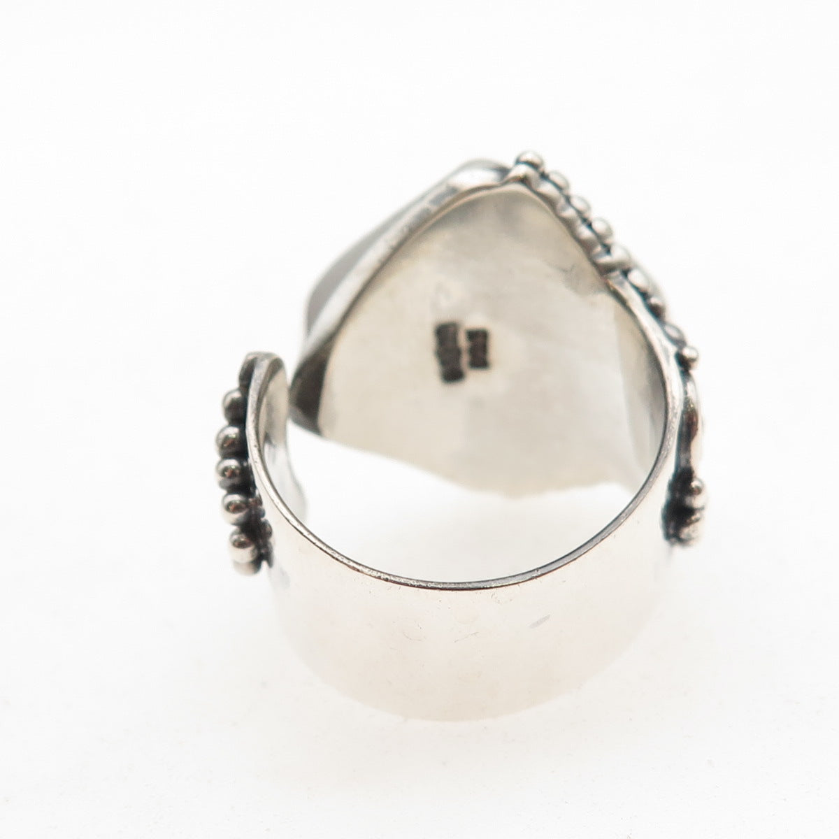 Sajen 925 Sterling Vintage Cinnabar Chinese Longevity Adjustable Ring Size 7.5