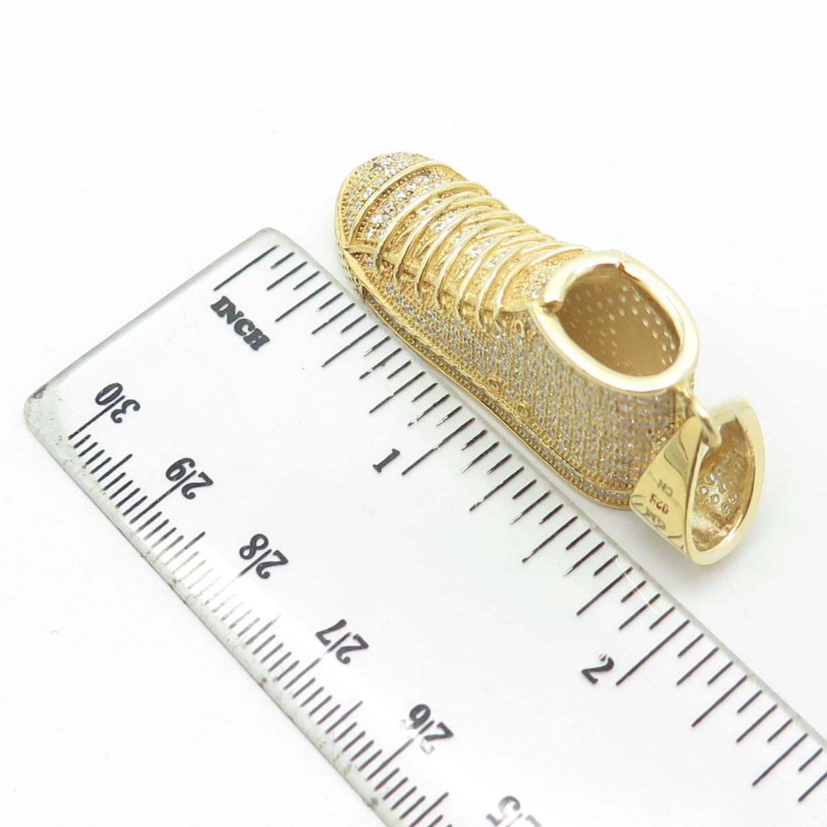 925 Sterling Silver Gold Plated Round-Cut C Z All Star High Top Shoe Pendant